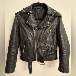 Vintage Black Leather Biker Jacket